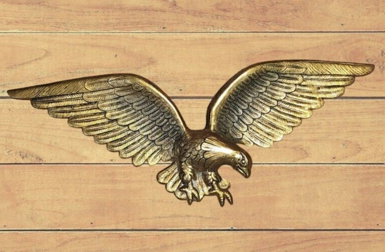 Vintage 1970\'s Brass Eagle 24” Wall Hanging Plaque 7028 Decor Patriotic Flight