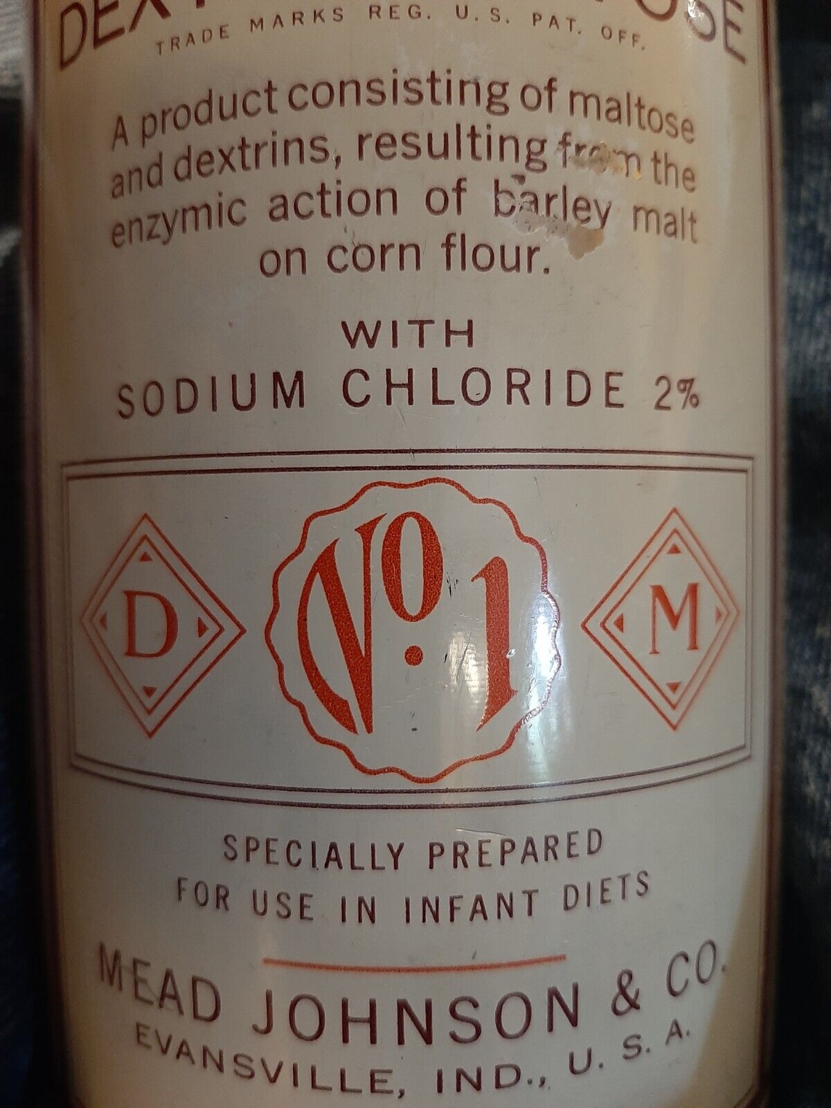 Mead's Dextri-Maltose Advertising Tin Vtg Baby Formula 1lb. Infant Diet Pharmacy