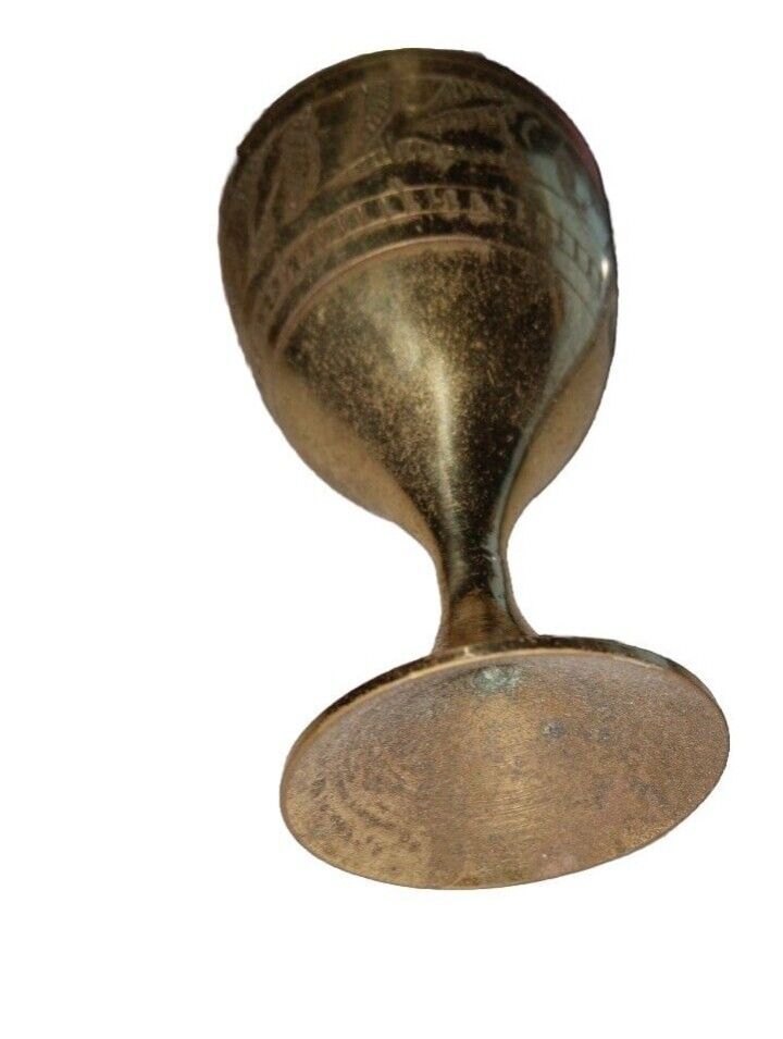 Victorian Shiny Brass Moroccan Goblet Antique Leaf Pattern Vtg for use as Decor