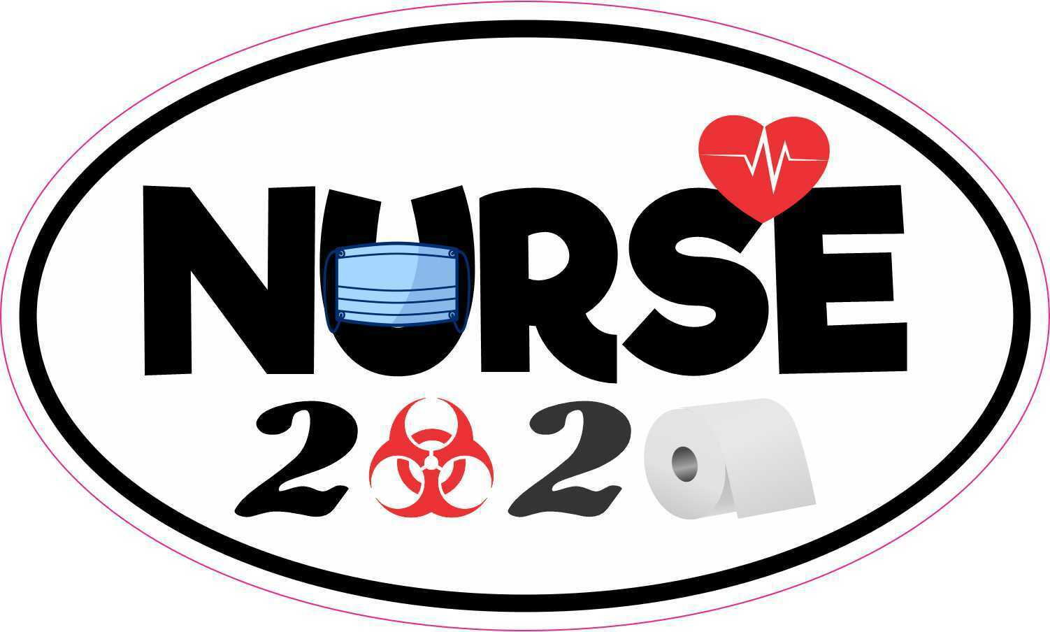 StickerTalk 5in x 3in Biohazard Nurse 2020 Vinyl Sticker Car Truck Vehicle Bu...