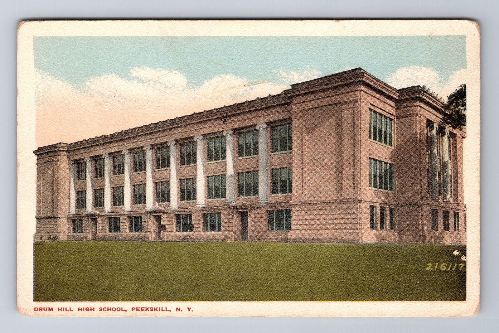Peekskill NY-New York, Drum Hill High School, Antique Vintage Souvenir Postcard