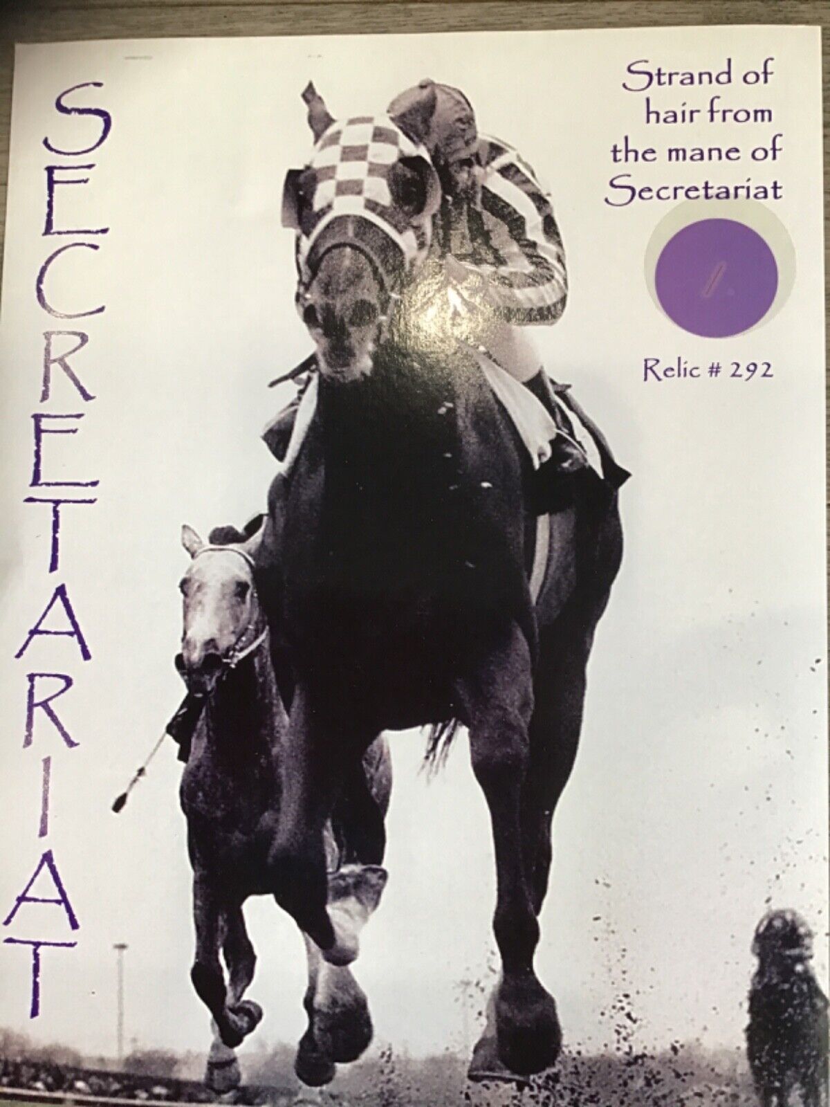 Secretariat Hair Strand Cert of Authenticity Triple Crown Horse Racing Greatest