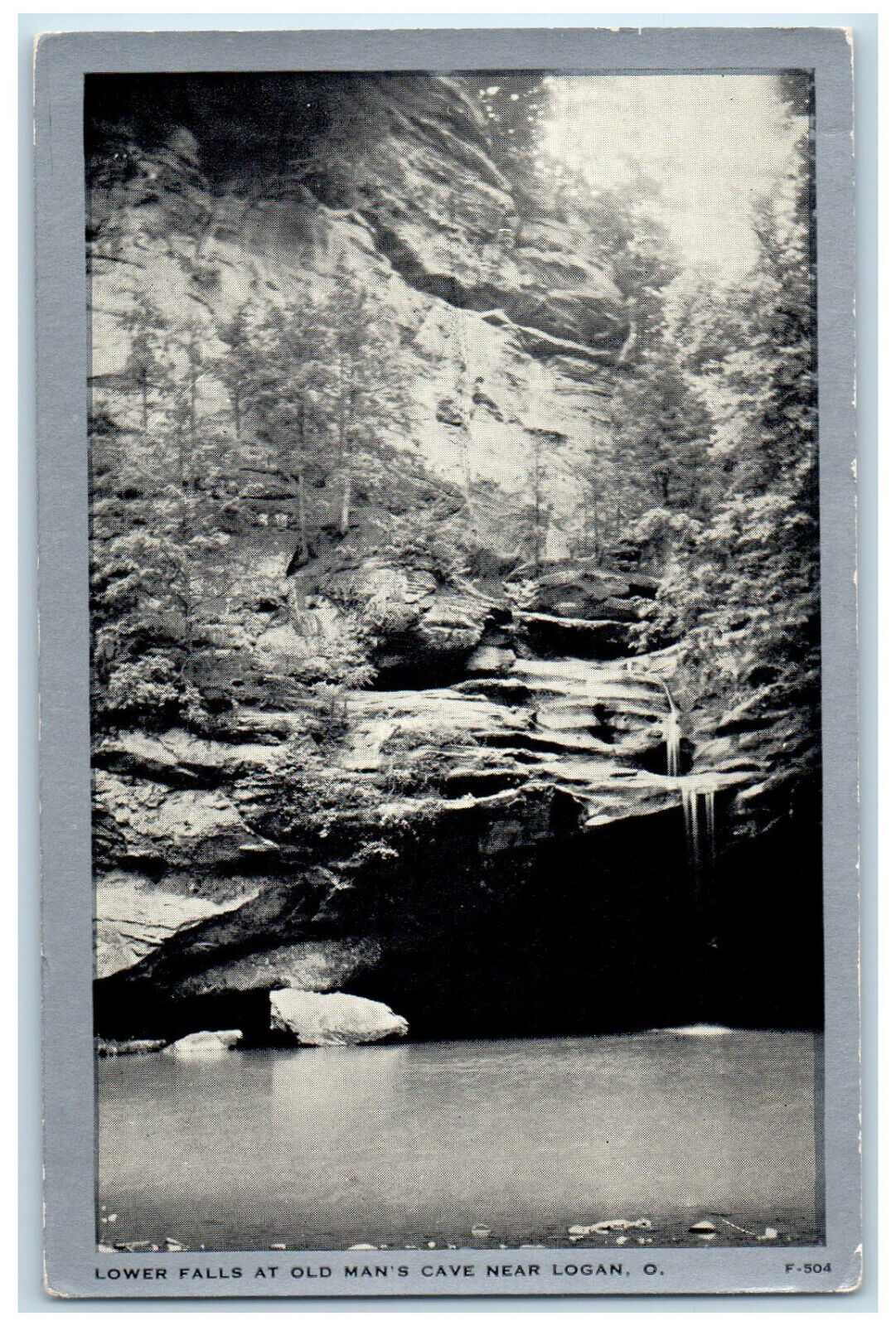 c1950's Lower Falls at Old Man's Cave Near Logan Ohio OH Vintage Postcard