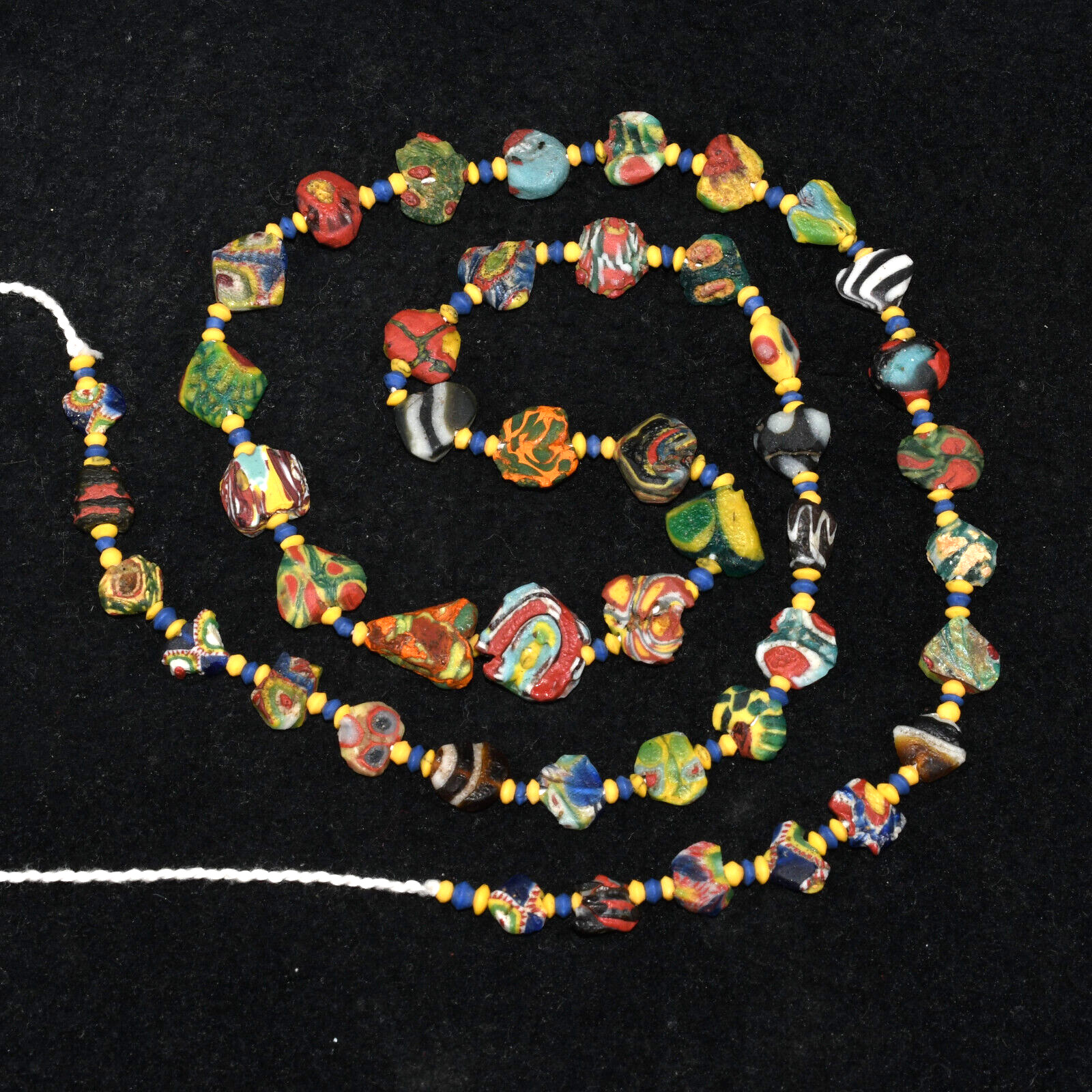45 Genuine Ancient Roman Mosaic Gabri Glass Beads Necklace from Hebron Palestine