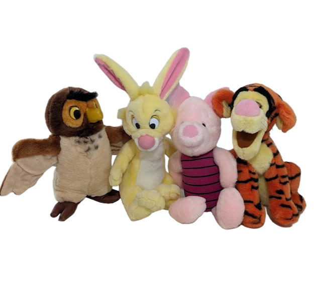 Vintage Disney Store Winnie the Pooh Lot of 4 Owl Tigger Piglet Rabbit Plush 90s