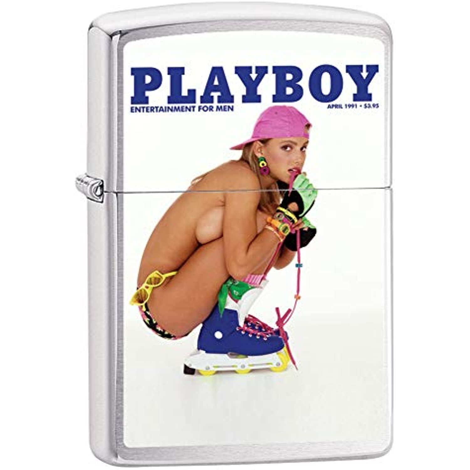 Zippo Playboy April 1991 Cover Satin Chrome Windproof Lighter NEW RARE