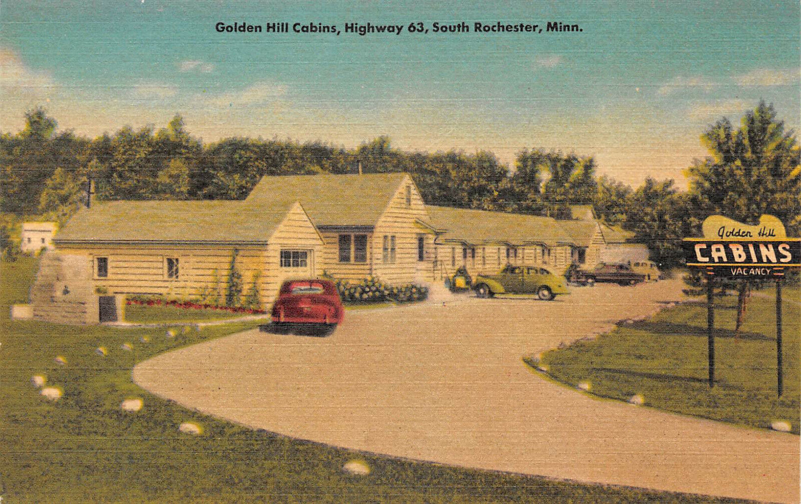 UPICK Postcard Golden Hills Cabin Highway 63 South Rochester Minnesota Unposted
