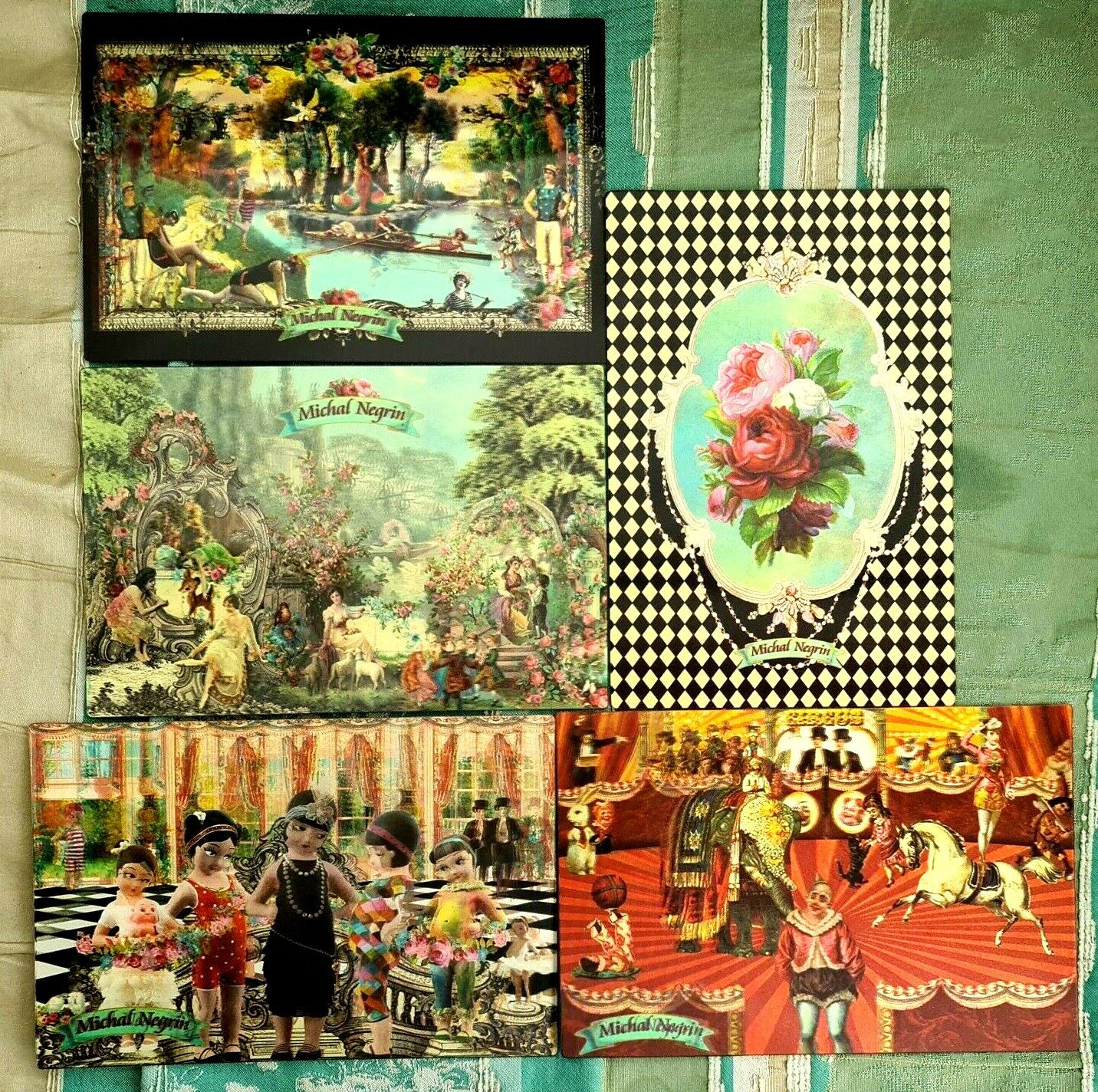 Lovely 3D Lenticular Post Cards Lot 5 Pcs By Michal Negrin #45#