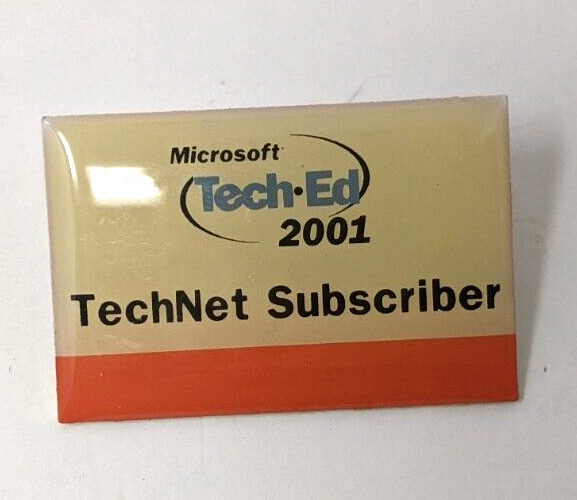 VTG 2001 Microsoft Tech Ed TechNet Subscriber Advertising Enamel Lapel Pin FP20