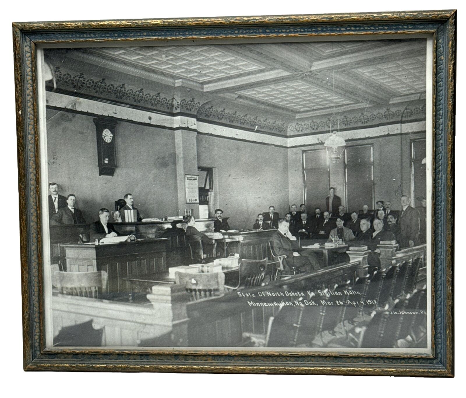 Vintage Photo North Dakota trial Sibilian Kahn  1913 Minnewaukan ND B&W