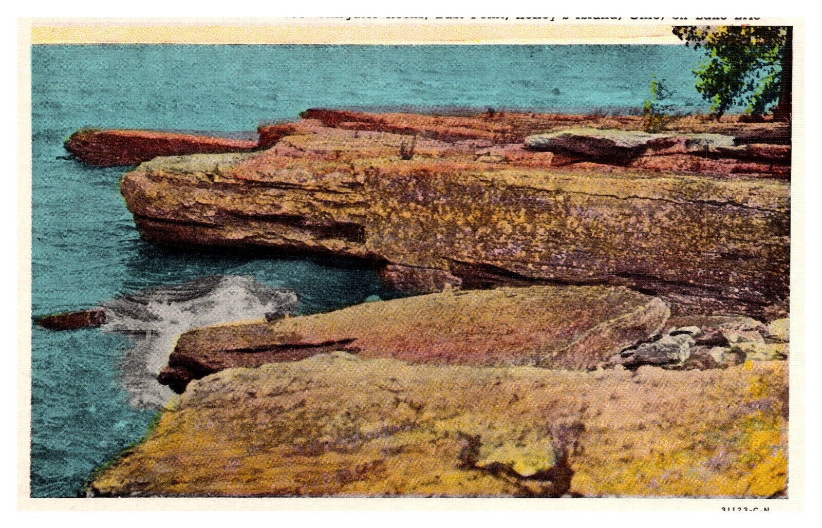 Kelley's Island OH Ohio Alligator Rocks East Point Lake Erie 304 Linen Postcard