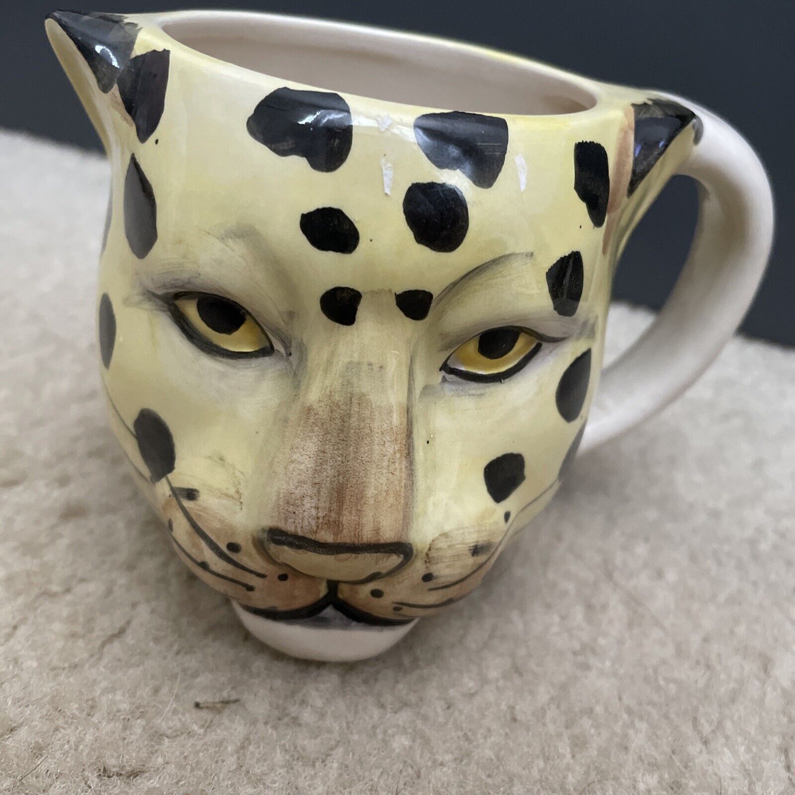 Vintage Henriksen Imports 3D Leopard Mug Art Coffee Tea Cup Style