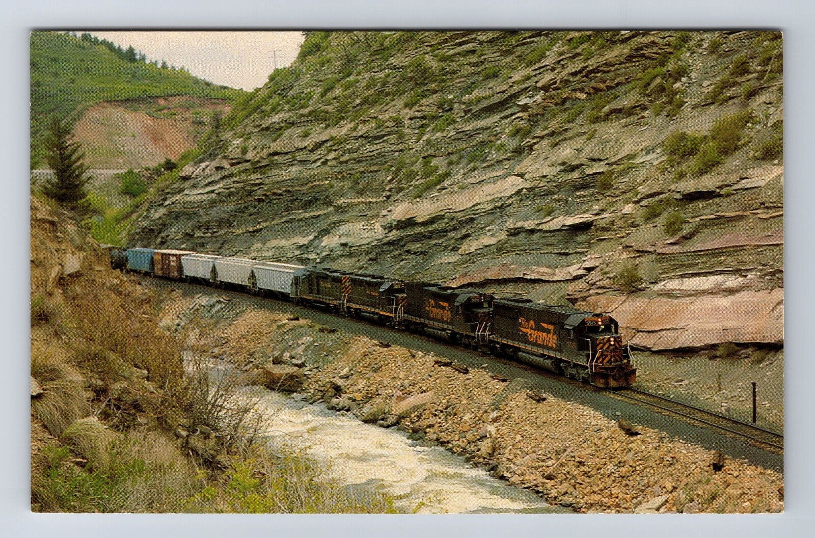 Minturn CO-Colorado, D&RGW Freight, Quartet of EMD Power, Vintage Postcard