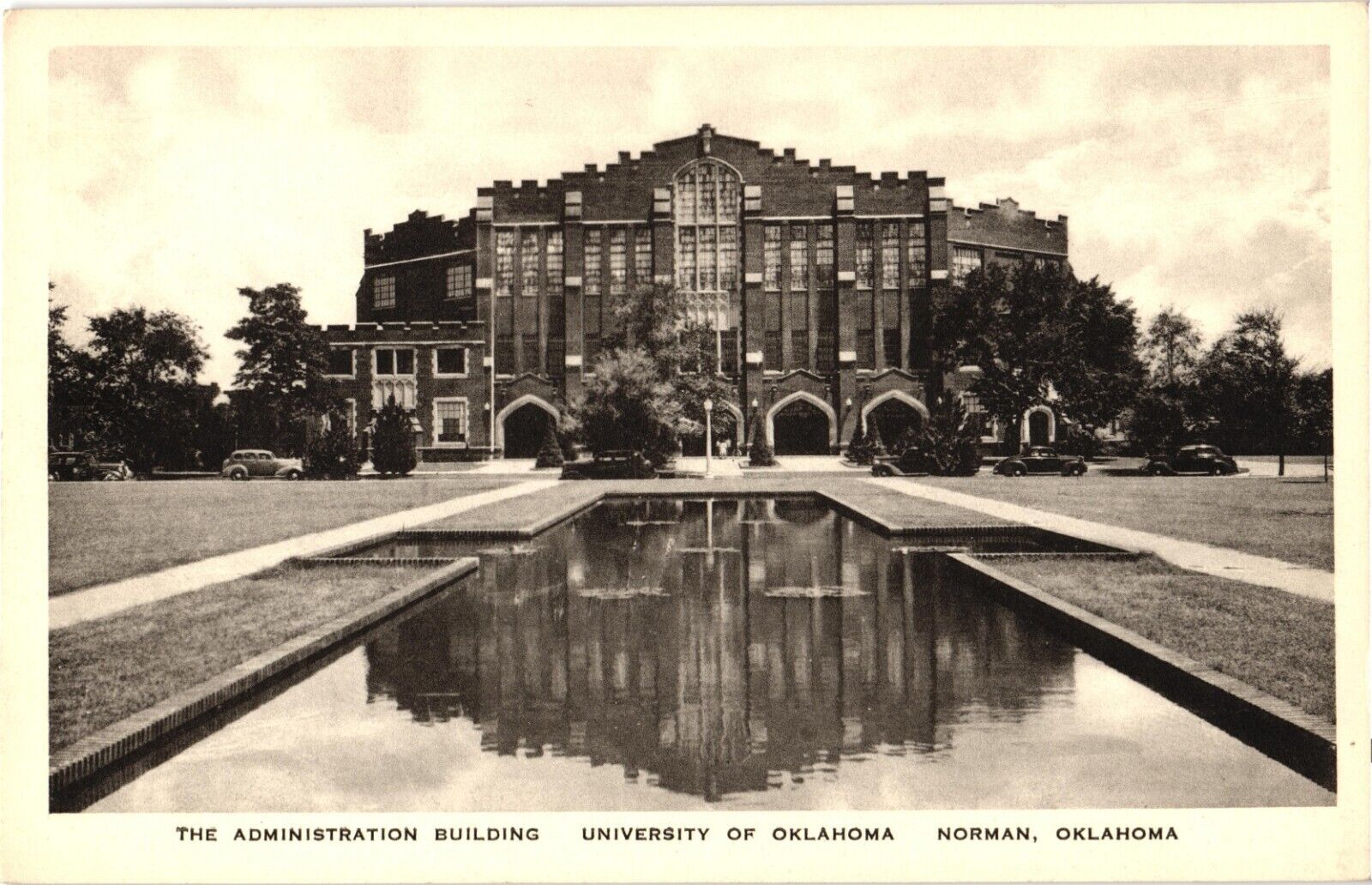 UNIVERSITY OF OKLAHOMA Norman Administration Building Vintage Albertype Postcard