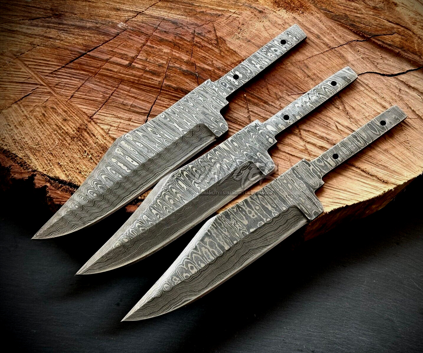 Handmade Bowie Knife Blank Blade | Damascus Steel | 3x blades  | B34