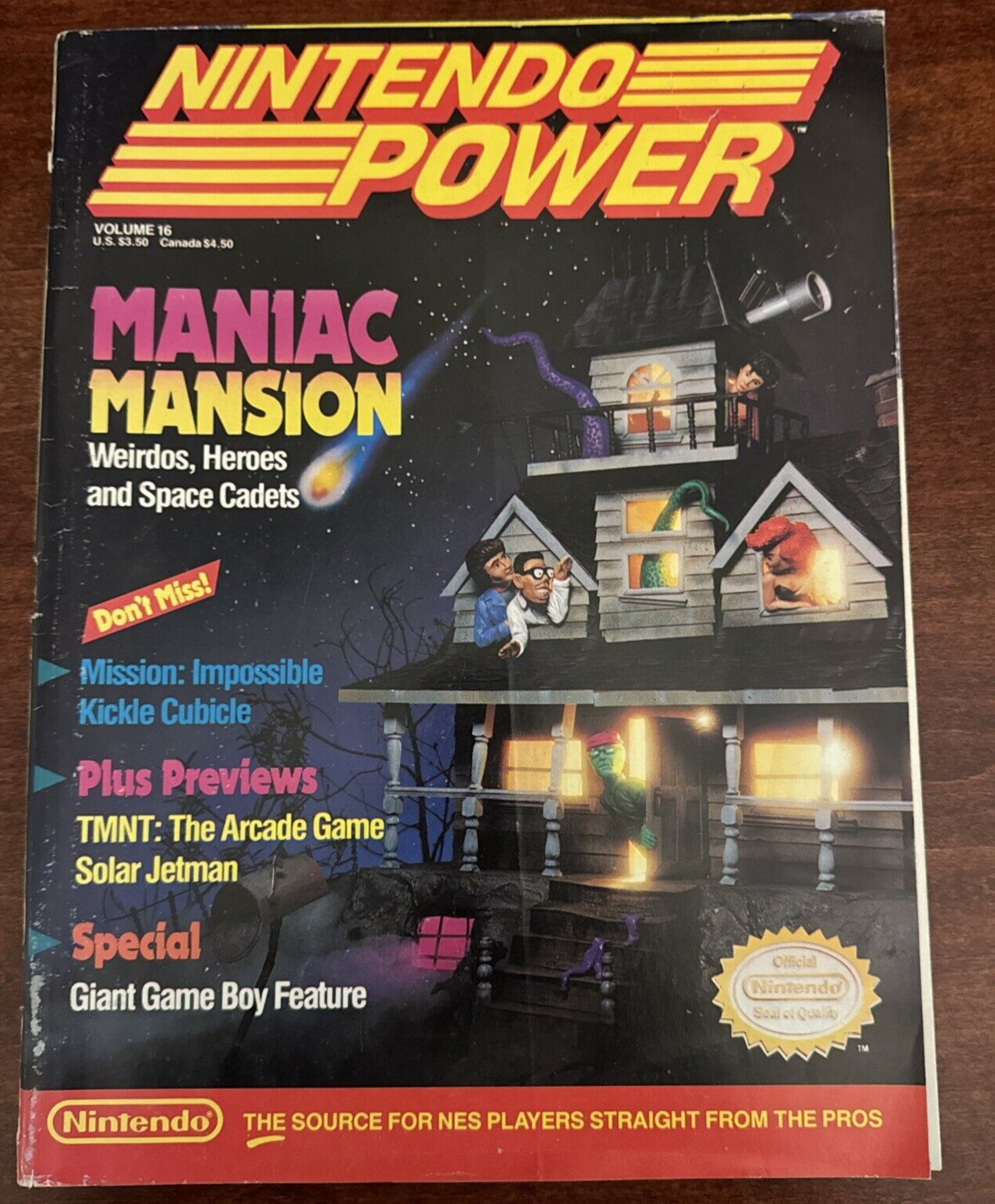 Nintendo Power Vol. 16 Maniac Mansion w/ Solar Jetman Poster 1990