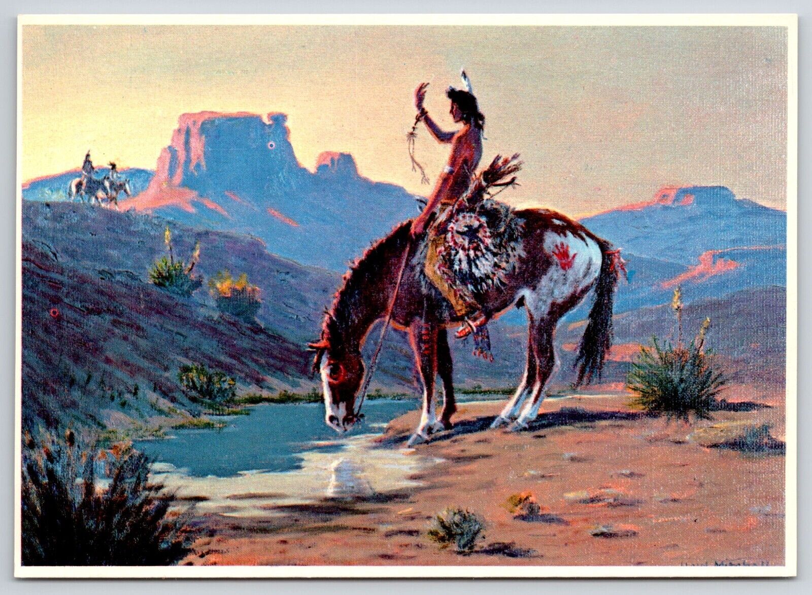 The Discovery Comanche Horse Water Lloyd Mitchell Art Print Wall Drug Postcard