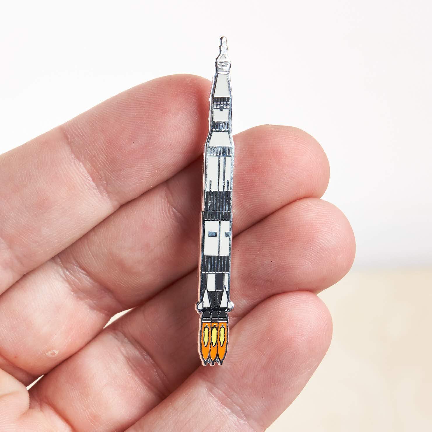 NASA Saturn V Apollo Rocket Enamel Badge Pin