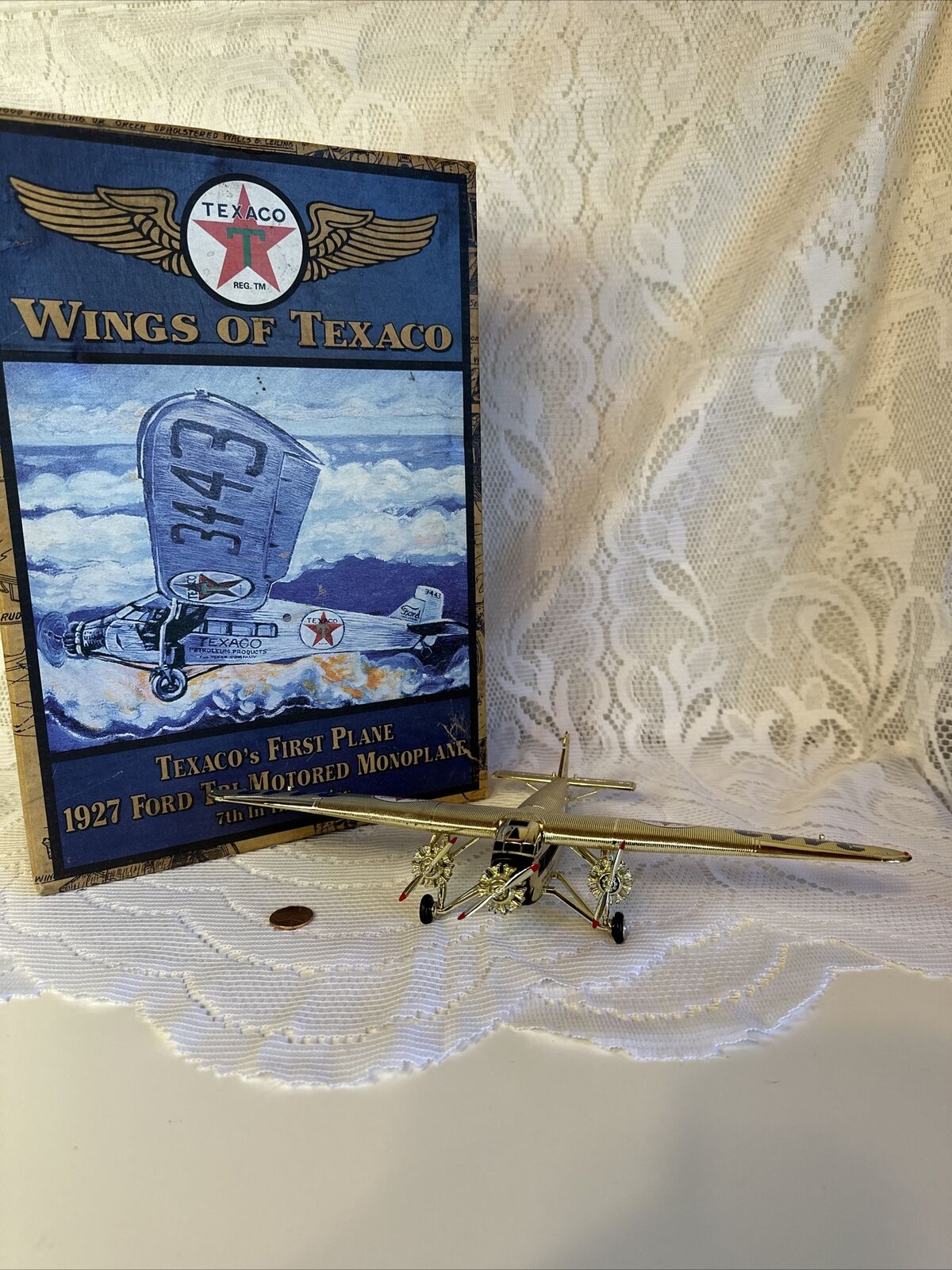 Rare 1999 Wings of Texaco Collector\'s Ed  1927 Ford Tri-Motored Monoplane  Gold