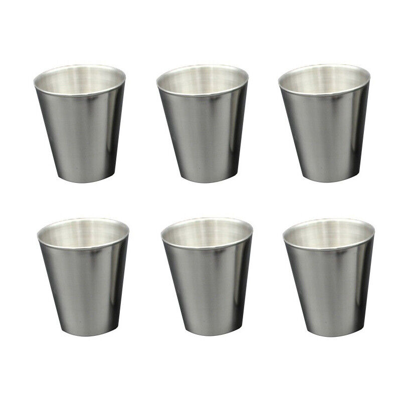 6PCS US SHIP Stainless Steel Shot Wine Glass Glasses 2-1/2 fl Ounce Set of 6 New