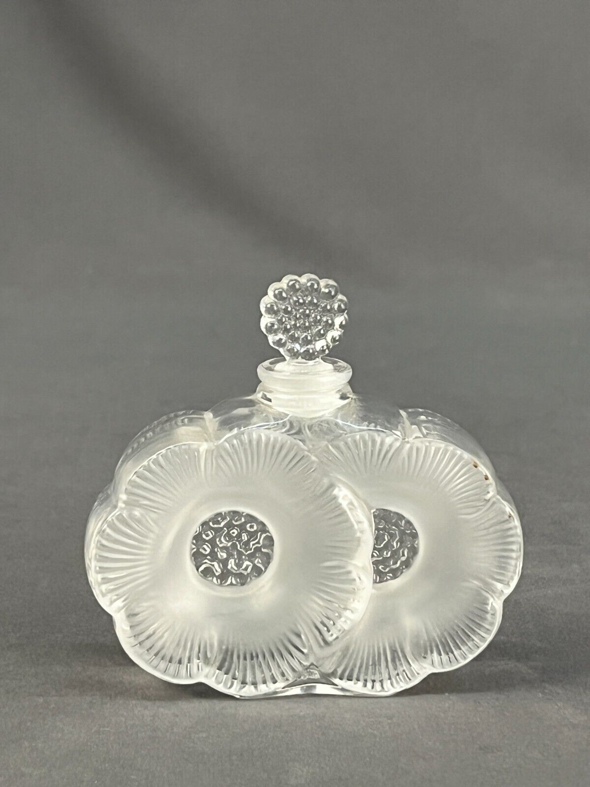Vtg Lalique Deux Fleurs Marguerites Double Daisy Perfume Bottle; Mint