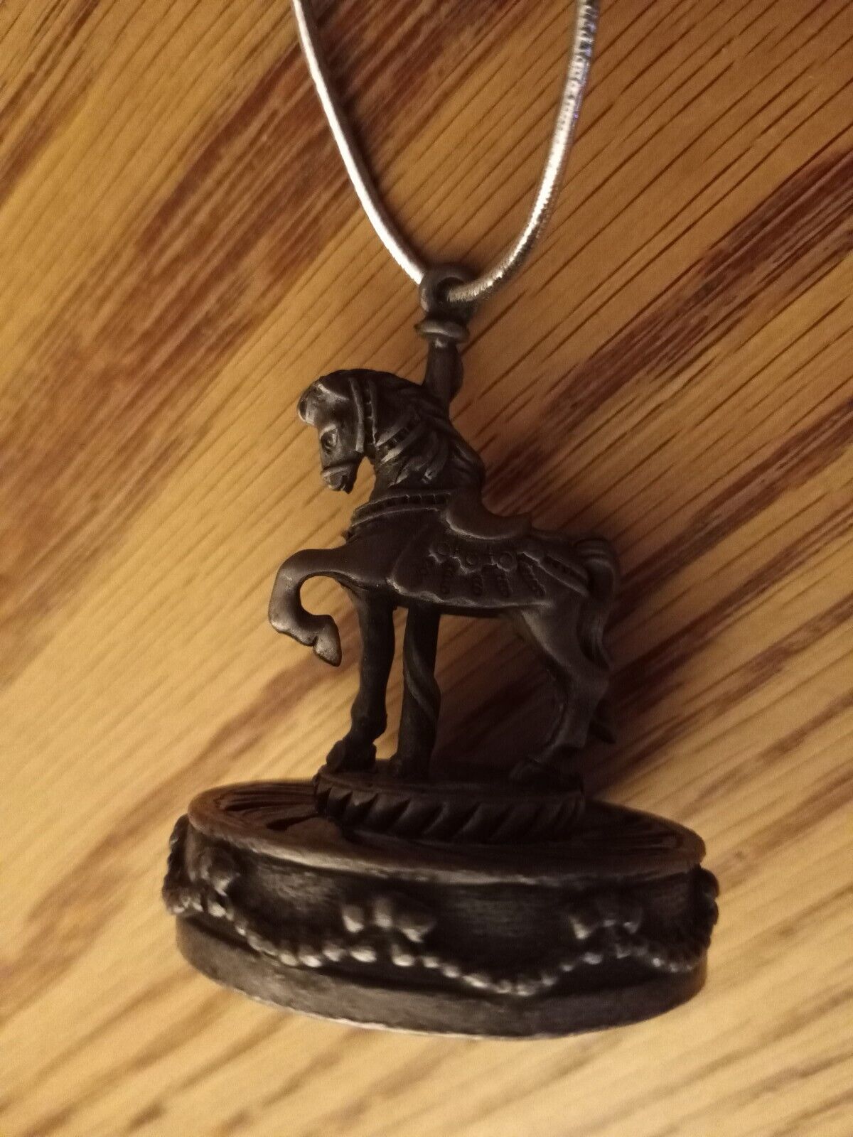 Vintage 1991 Pewter Carousel Horse Christmas Ornament by Nancy Birdsong Small