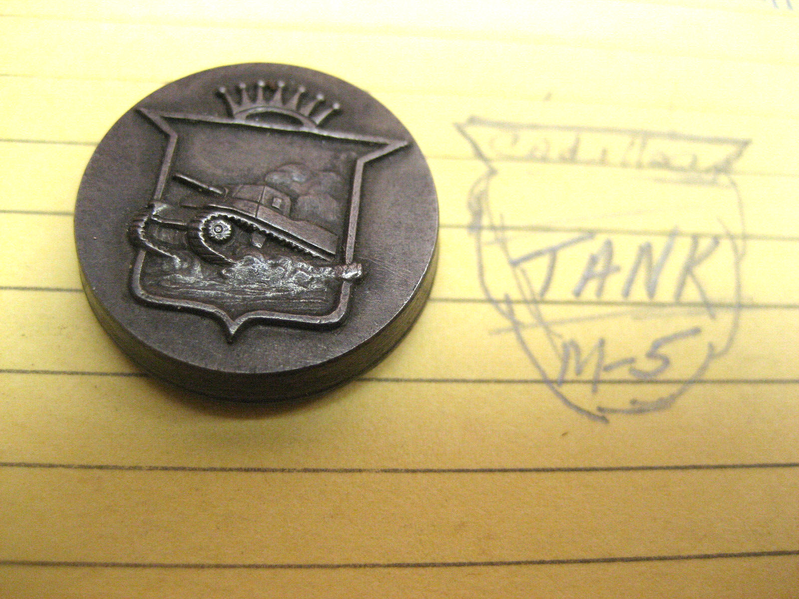 Vintage Rare WWII Cadillac M5 Tank Hub Sales Record Card Tool Pin Medal Nice 285