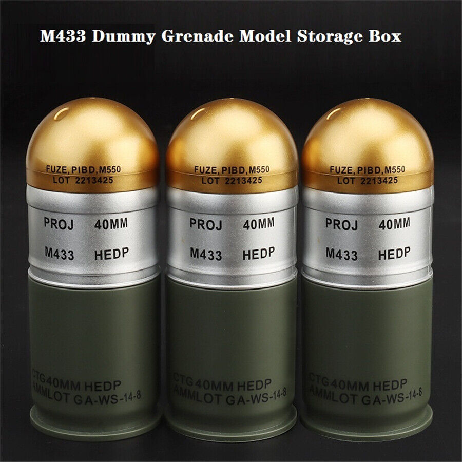 M433 Dummy Grenade Model ABS Storage Case Military Fan Collection Props 3Pcs