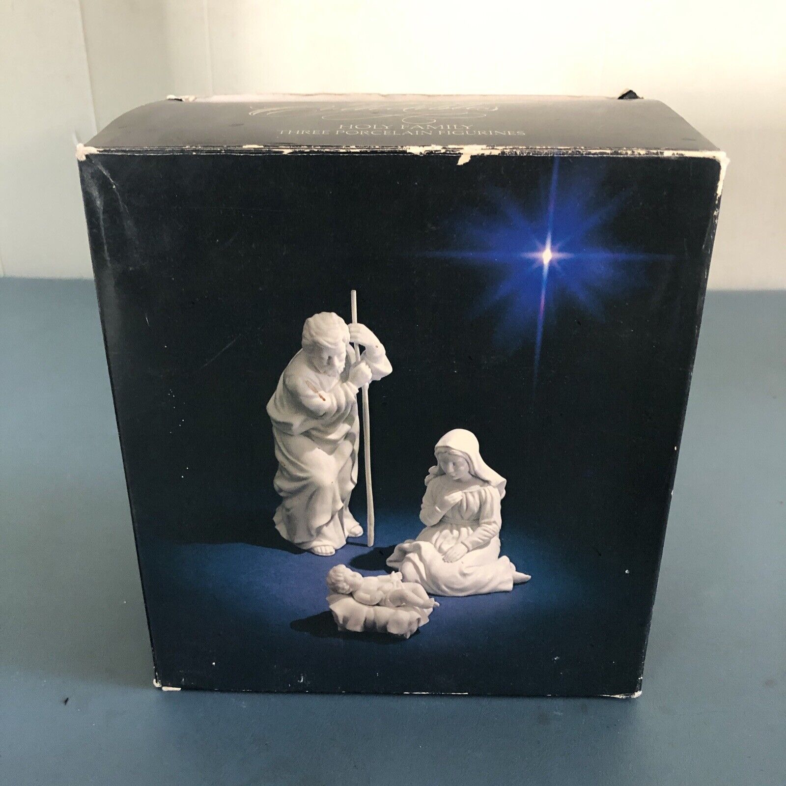 Avon Nativity 3 Piece White Bisque Holy Family Mary Joseph & Baby Jesus 1981