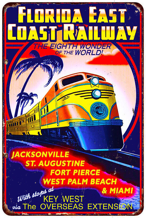 FLORIDA EAST COAST RAILWAYS Vintage Look Reproduction metal sign