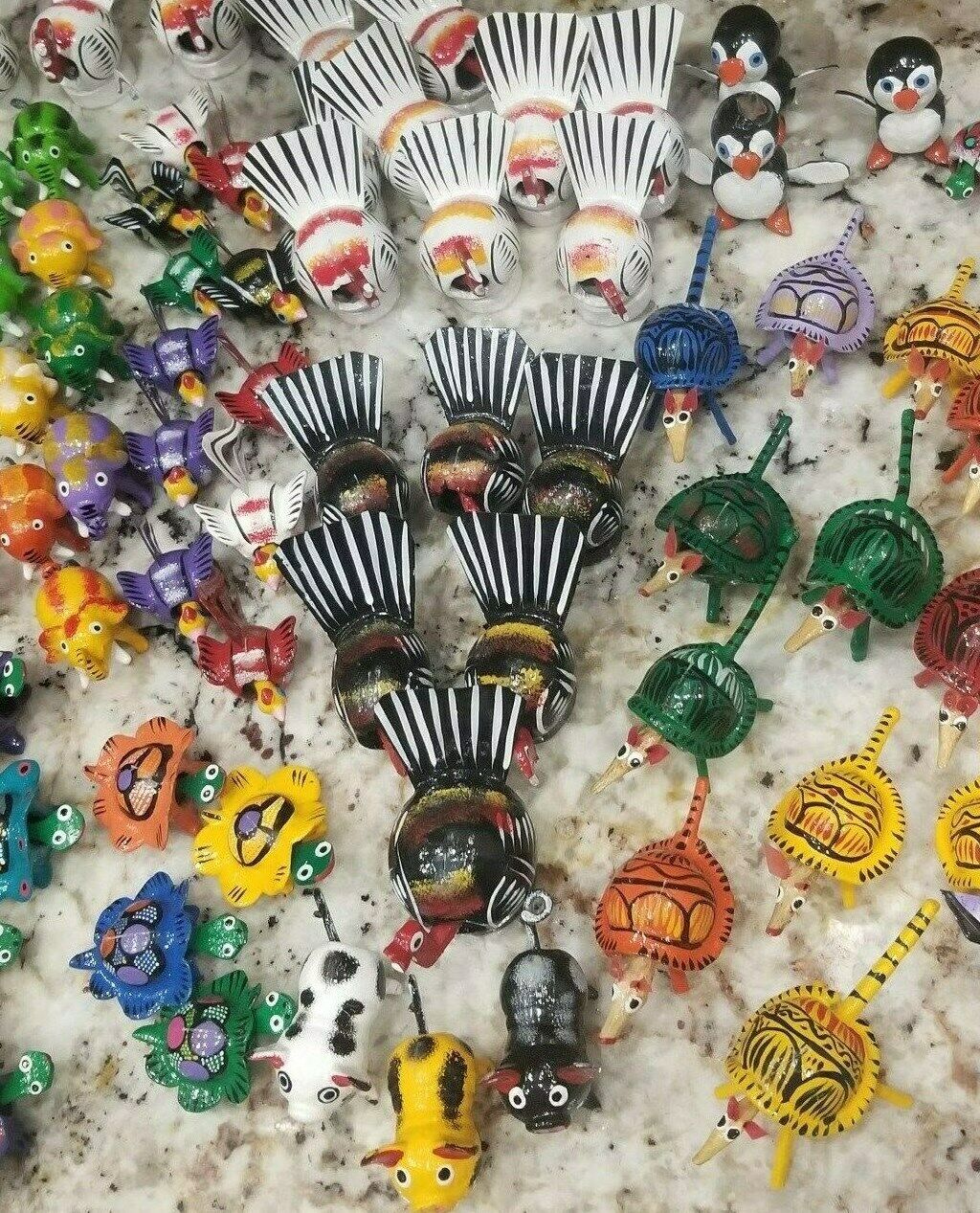 Bobble Heads set of 20 Mexican Hand Painted Variety of animals birds