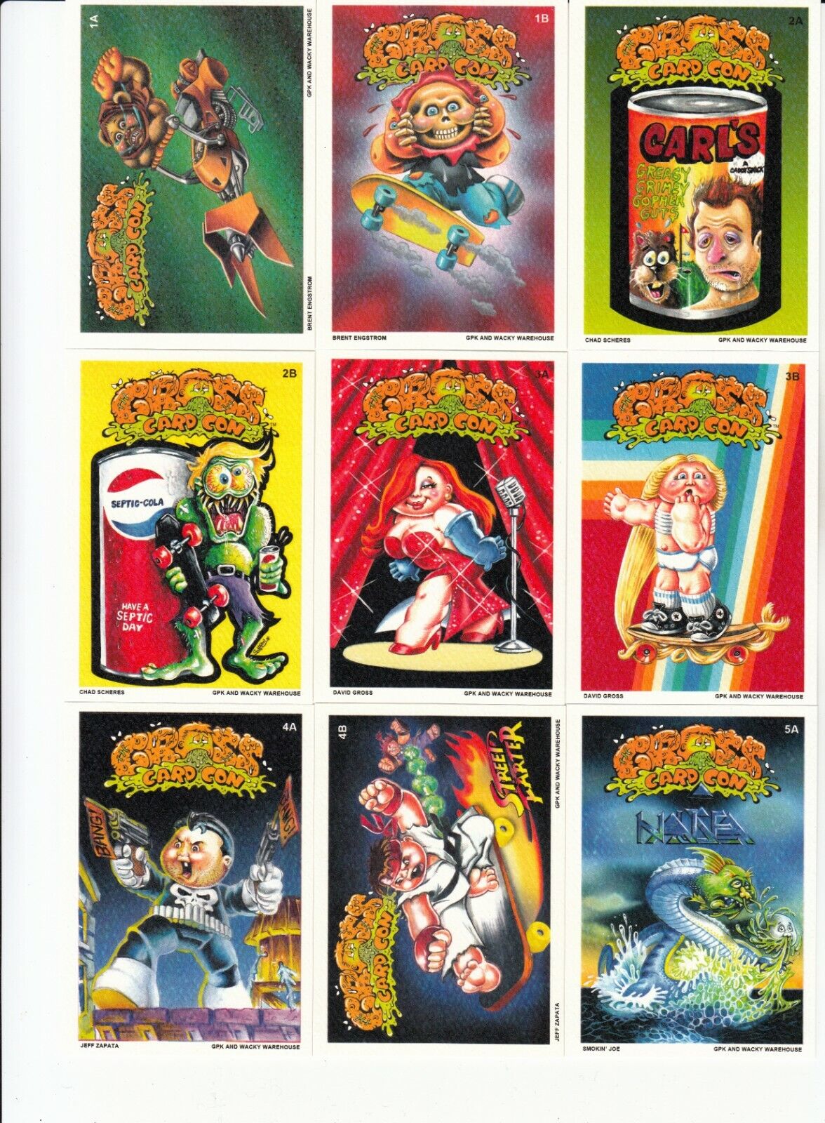 2018 GARBAGE PAIL KIDS GROSS CARD CON ARTIST CANVAS SET SEALED 18/18 CARDS