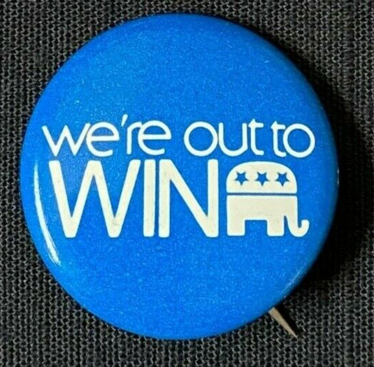 1976 Republican We\'re Out To Win Button - Vintage (A3)