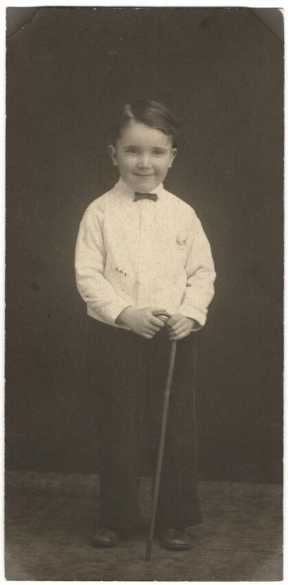 1920s Handsome & Fashion-Concious Young Dude with Bowtie and Walking Stick