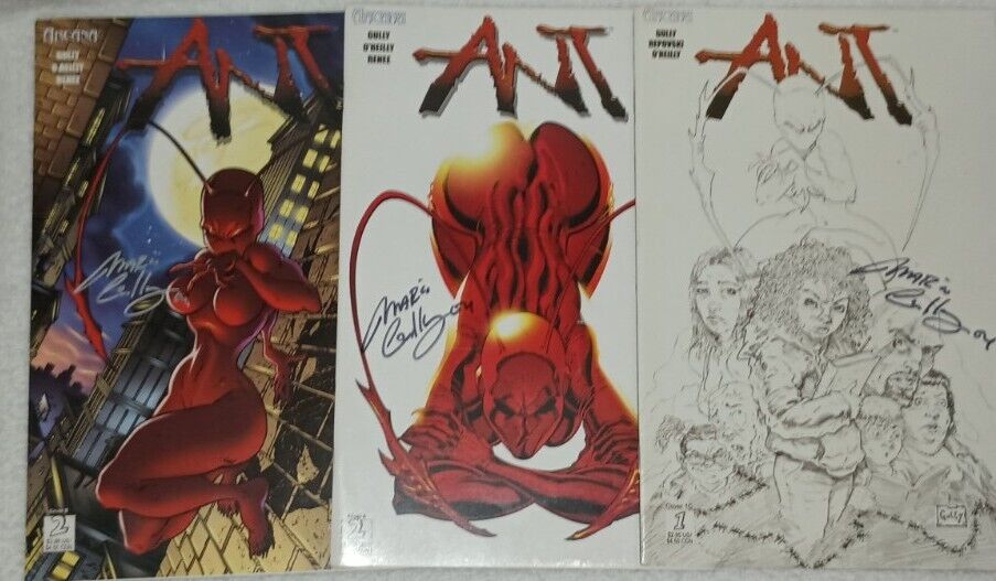 Lot of 3 SIGNED By Mario Gully Ant Arcana Cover B VARIANT  1 AND 2 RARE