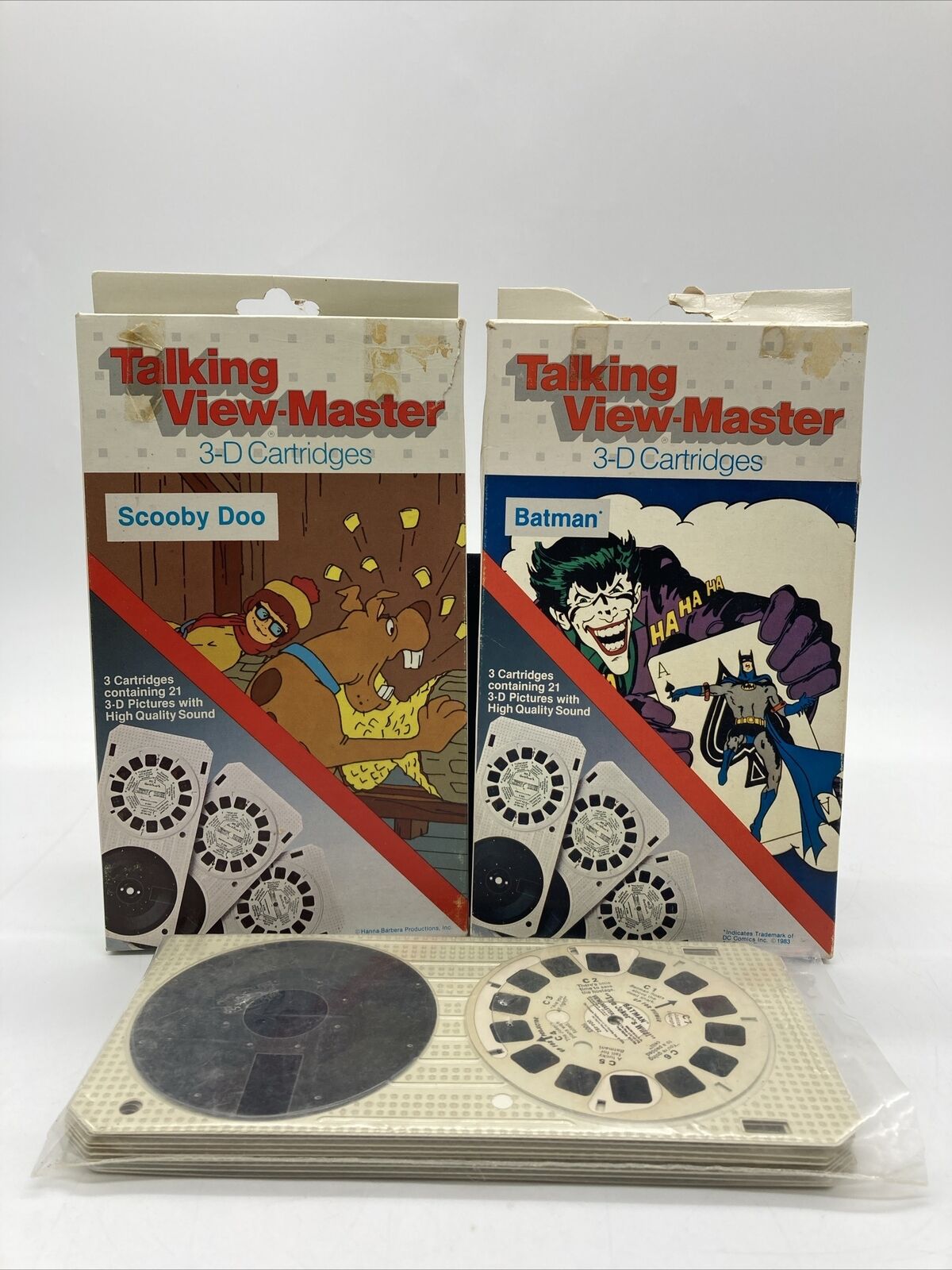 Lot Of Talking View-Master 3D Cartridges: Batman, Scooby Doo, Bambi, Mickey