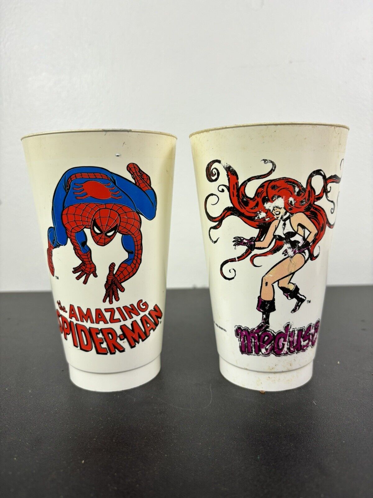 Vintage The Amazing Spiderman & Medusa Marvel Comics 7-11 Slurpee Cup Lot