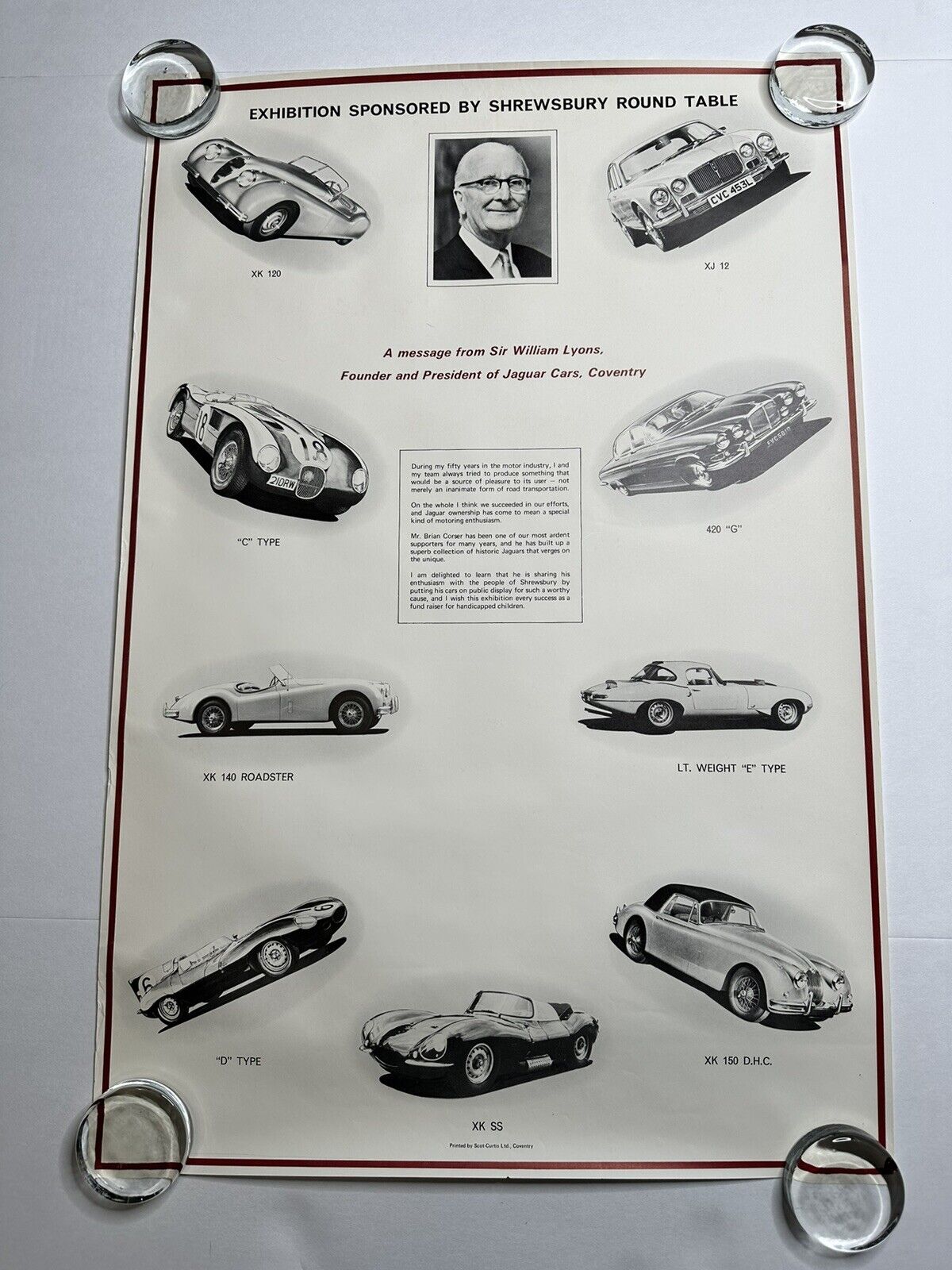 Vintage Jaguar “A Message From Sir William Lyons Founder & President” Poster