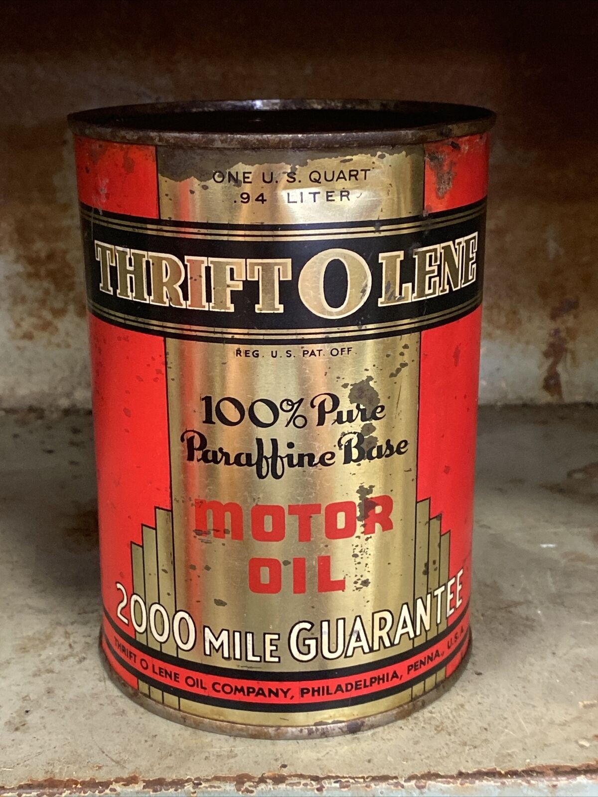 Thrift O Lene 1 Qt Full Metal Motor Oil Can PA