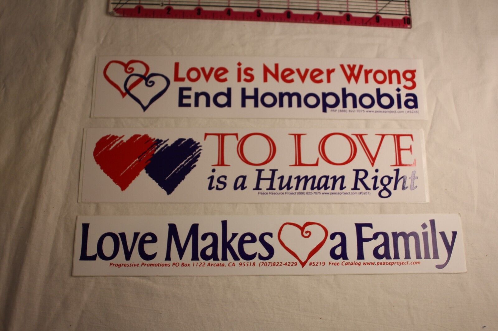 Love Bumper Sticker lot of 3 to love is a human right, end homophobia