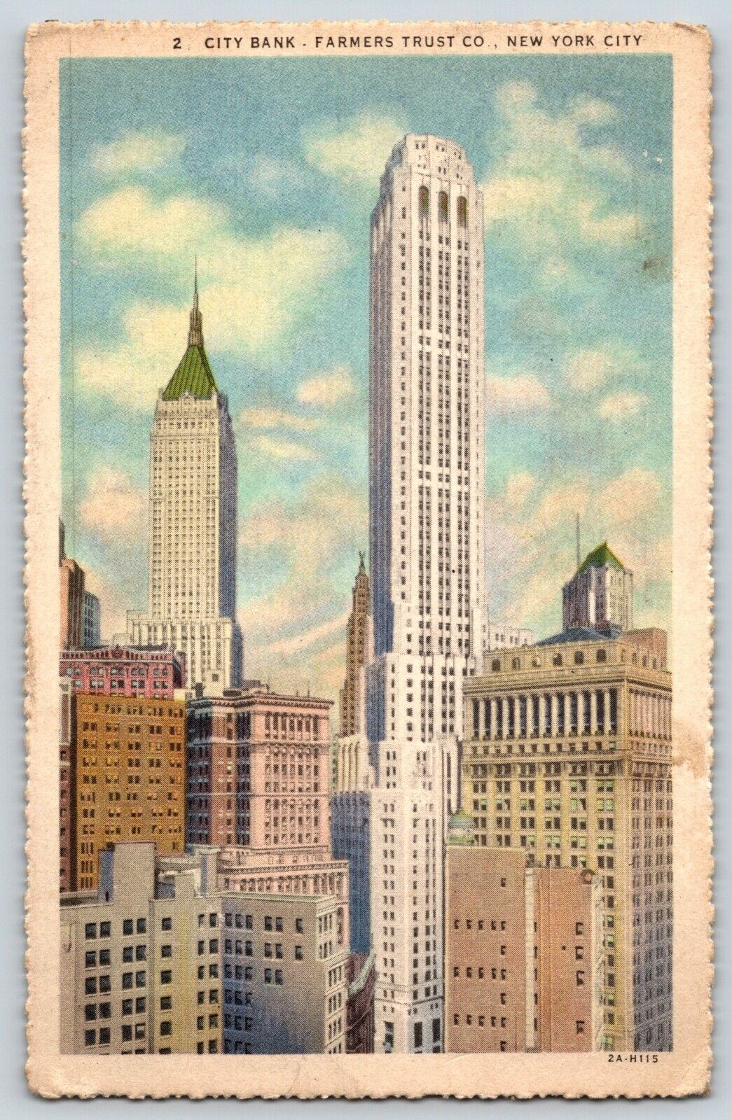 Vintage City Bank Farmer\'s Trust Building New York City 1936 Postcard #1994