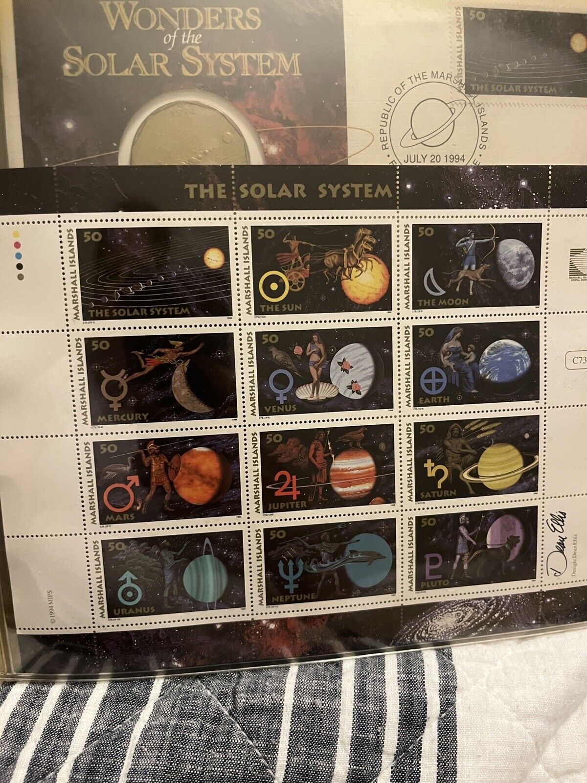 Vintage 90’s Wonders Of The Solar System Dean Ellis Commemorative Stamps & Coins
