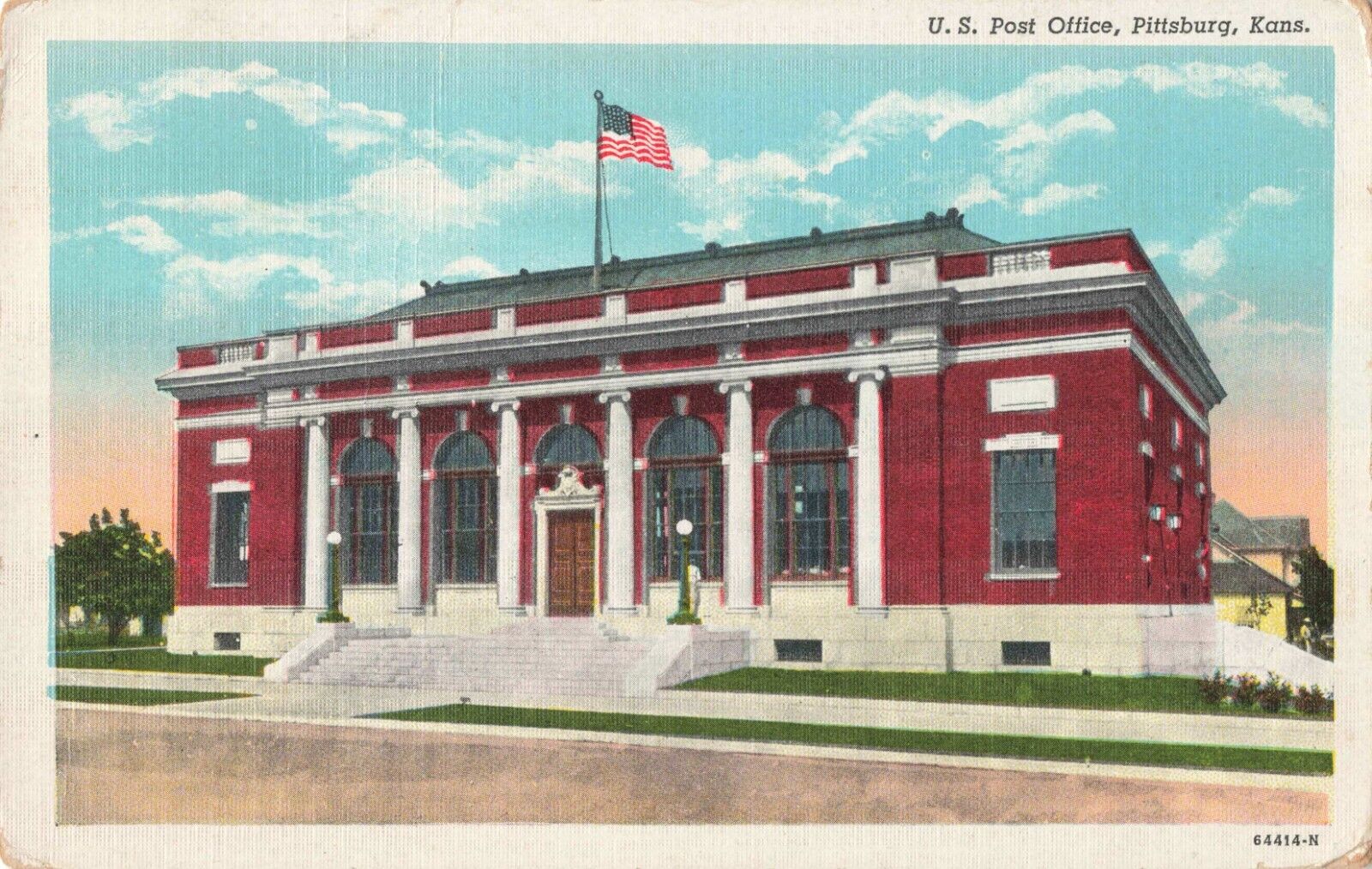Pittsburg KS Kansas, US Post Office Building, Vintage Postcard