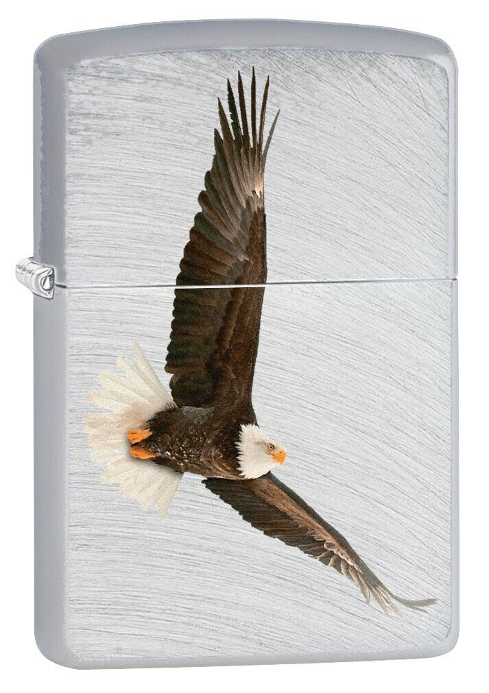 Zippo Lighter, Flying Bald Eagle - Chrome Arch 80181