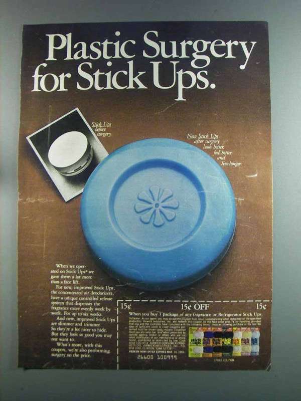 1982 Airwick Stick Ups Ad - Plastic Surgery