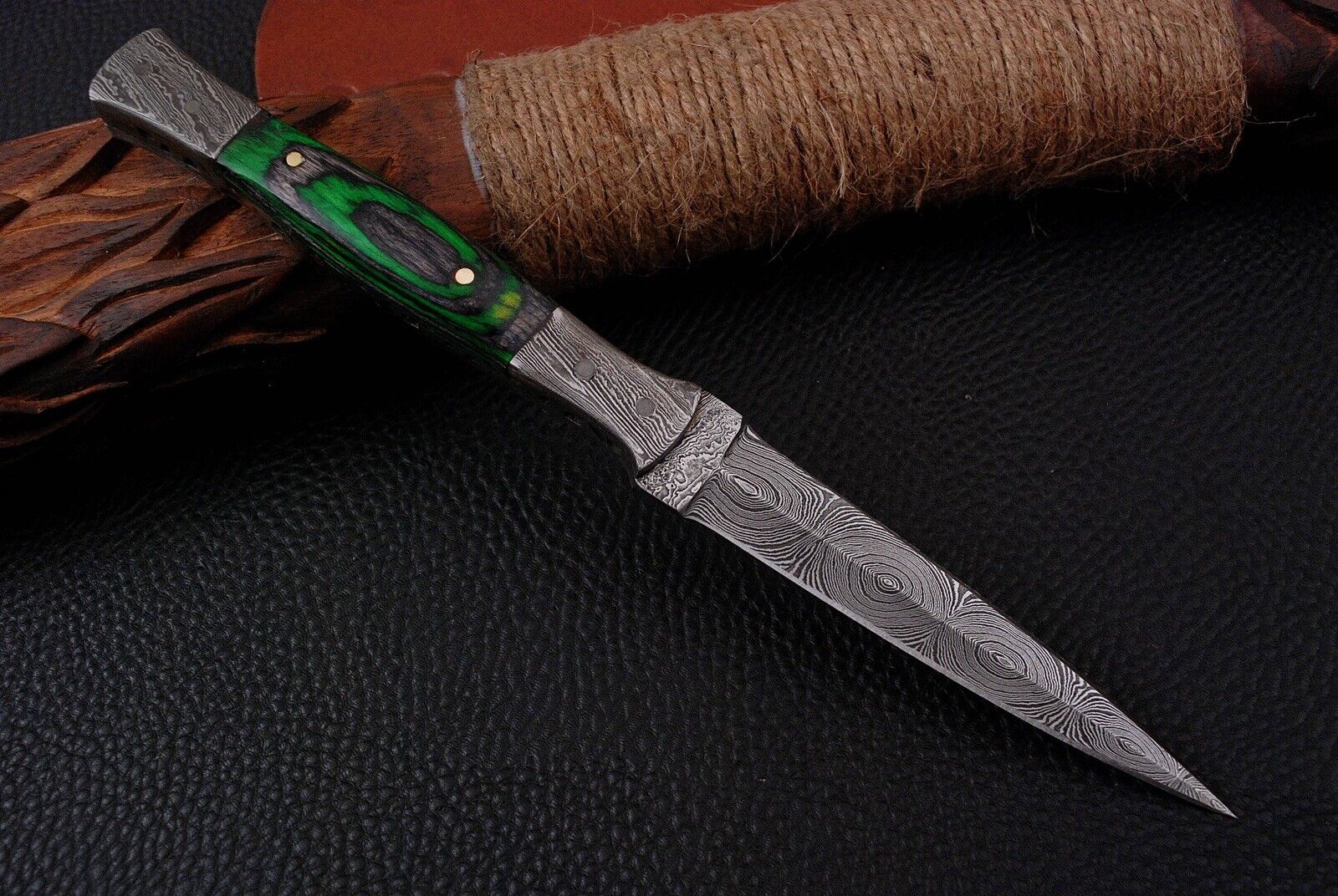 HANDMADE Double-Edged Damascus steel Dagger boot Knife Throwing FULL TANG EDC