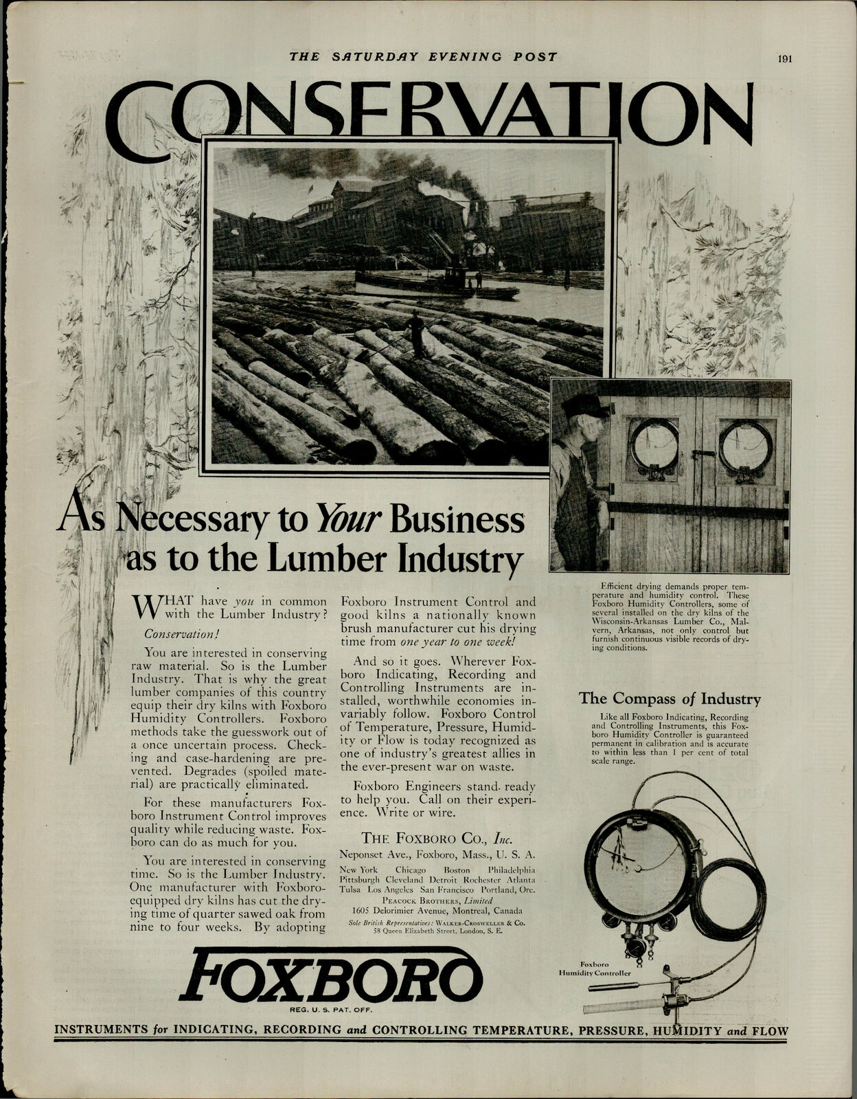 1927 Foxboro Instruments For Indicating Recording Temperature VTG Print Ad 3874