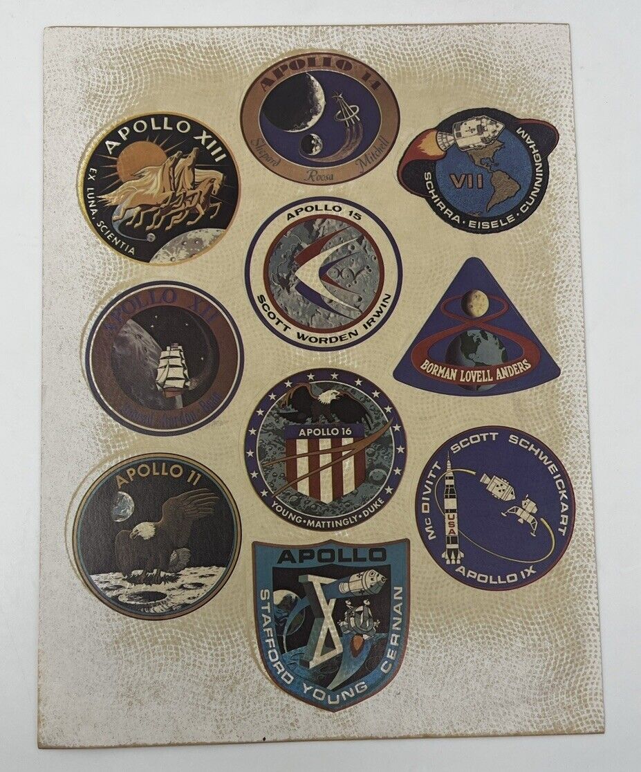 1972 NASA Apollo Missions 7 Through 16 Sticker Sheet 10 Stickers