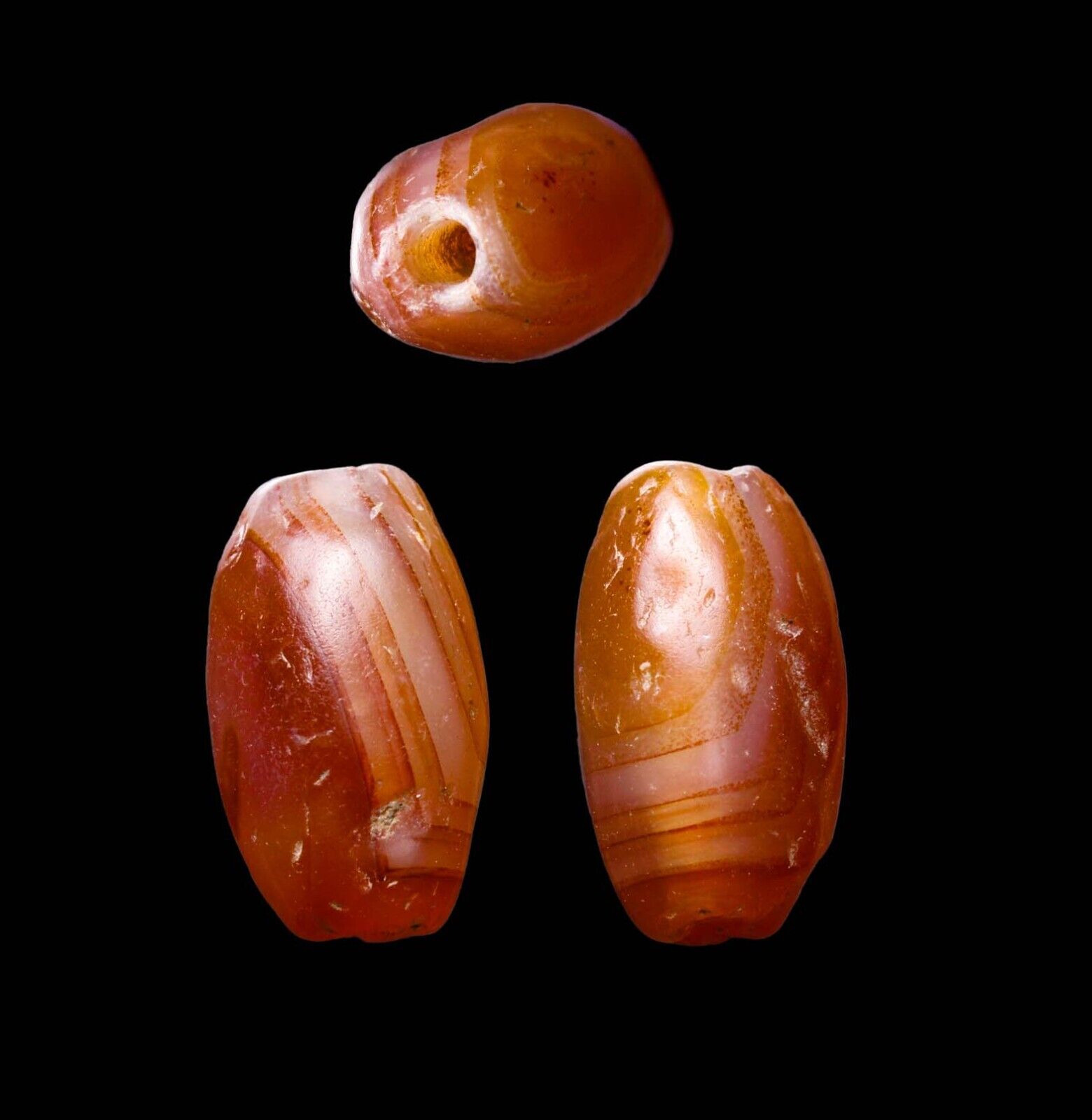 CERTIFIED AUTHENTIC Ancient Roman or Dzi Agate Stone Bead Deep Orange wCOA