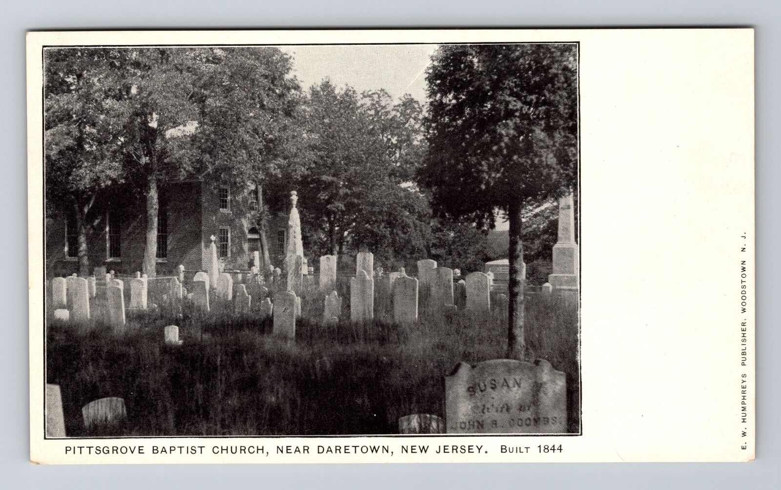 Daretown NJ-New Jersey, Pittsgrove Baptist Church & Cemetery, Vintage Postcard